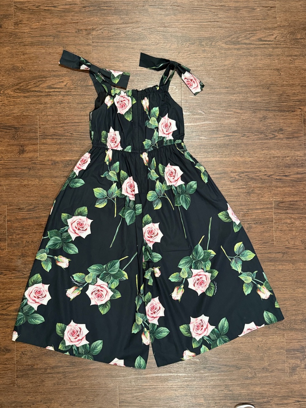 Dolce Gabbana Girls Rose Print Cotton Poplin Wide Leg Jumpsuit 9/10 Years - Picture 3 of 15